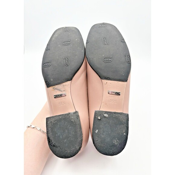 Gucci Nappa Crystal Interlocking G Low Heel Pumps Pink/Nude Leather Sz EU 35.5 - Picture 11 of 15